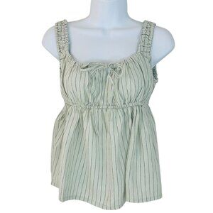 We Wore What Women's Size M Striped Babydoll Linen Babydoll Sage Tank To…